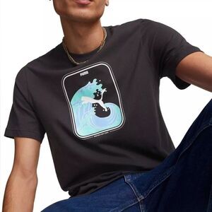Puma Men's Short-Sleeve Wave Logo-Graphic T-Shirt - Black-shirt
